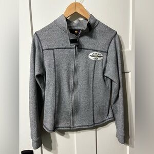 Arlen Ness USA Gray Zip-Up Motorcycle light weight Jacket sweater